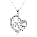 DC54 Alphabet MOM 925 Sterling Silver I love Mom Theme Silver Pendant Letter Mothers Theme Pendant for Necklace