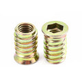 DIN7965 M6 Steel Galvanized Hexagon Insert Wooden Nut Furniture Threaded Inserts Hex Drive Wood Insert Nut