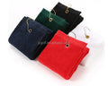 Wholesales 16"x24" Cotton Plain Solid Color Trifold Golf Towel with Metal Hook and Clip