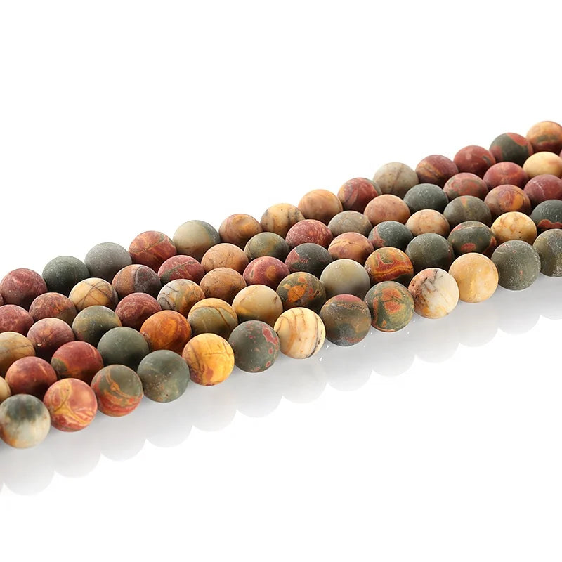 Natural 8mm  Picasso Jasper Matte Beads Gemstone Beads Round Loose Beads Crystal Energy Stone Healing Power for Jewelry Making