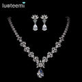 LUOTEEMI NEW Style Arrive Fashion Pear Shape Crystal Zircon Wedding Jewelry Sets for Brides Luxury Jewelry Gifty