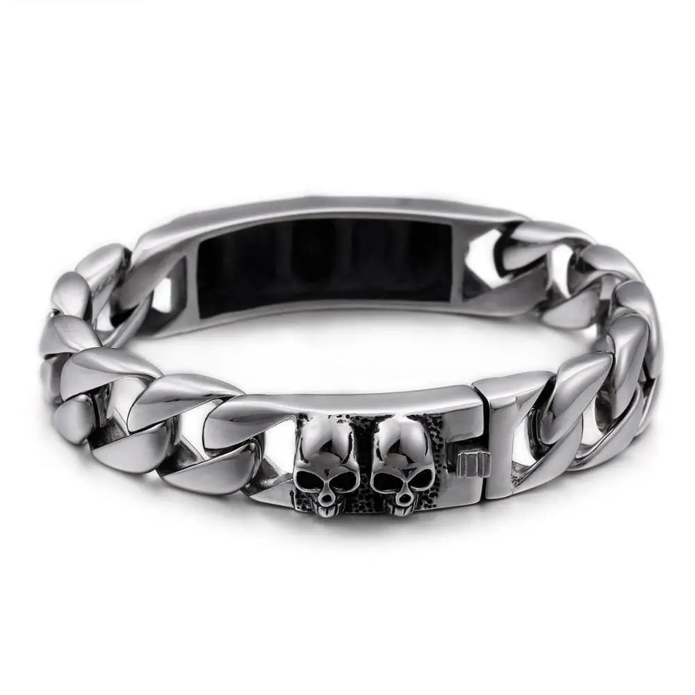 KALEN Wholesale 22cm Pulseras De Hombre Stainless Steel Skull Bracelets Punk Jewelry for Men