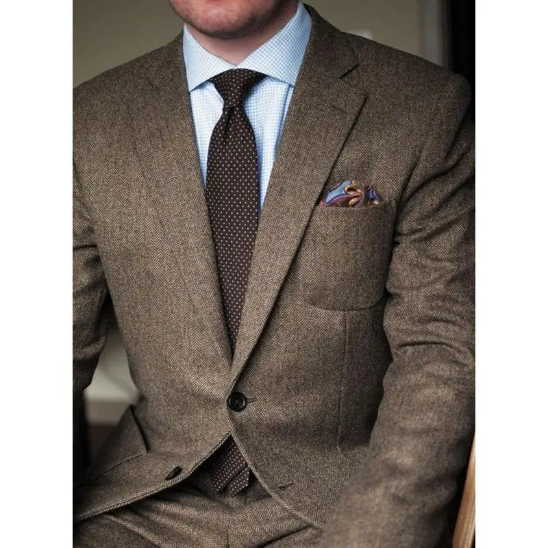 Autumn and Winter Tweed Men's Suit Three-Piece Warm Fashion  Suits 2 Pieces for Business   ZYL072