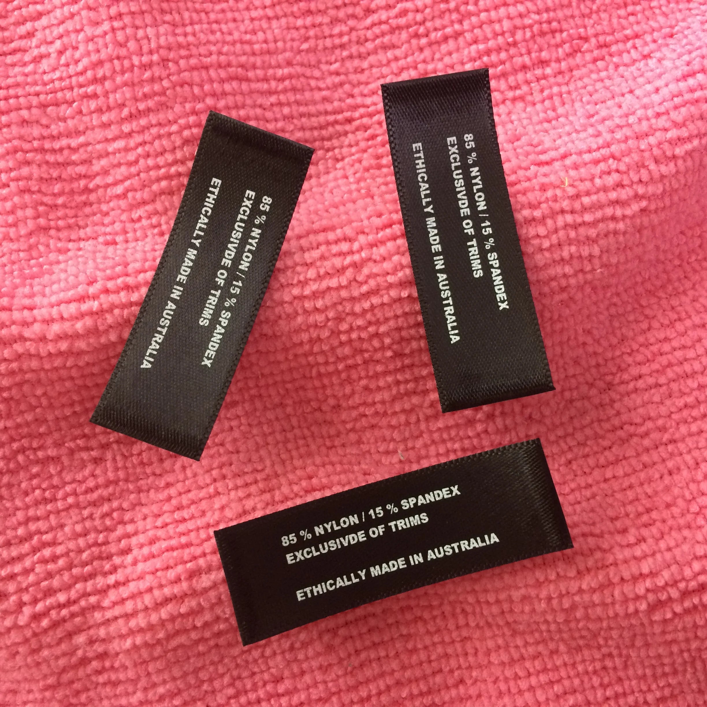 Straight Cut Washing Care Printing Fabric Tagdouble Side Printing Satin Label