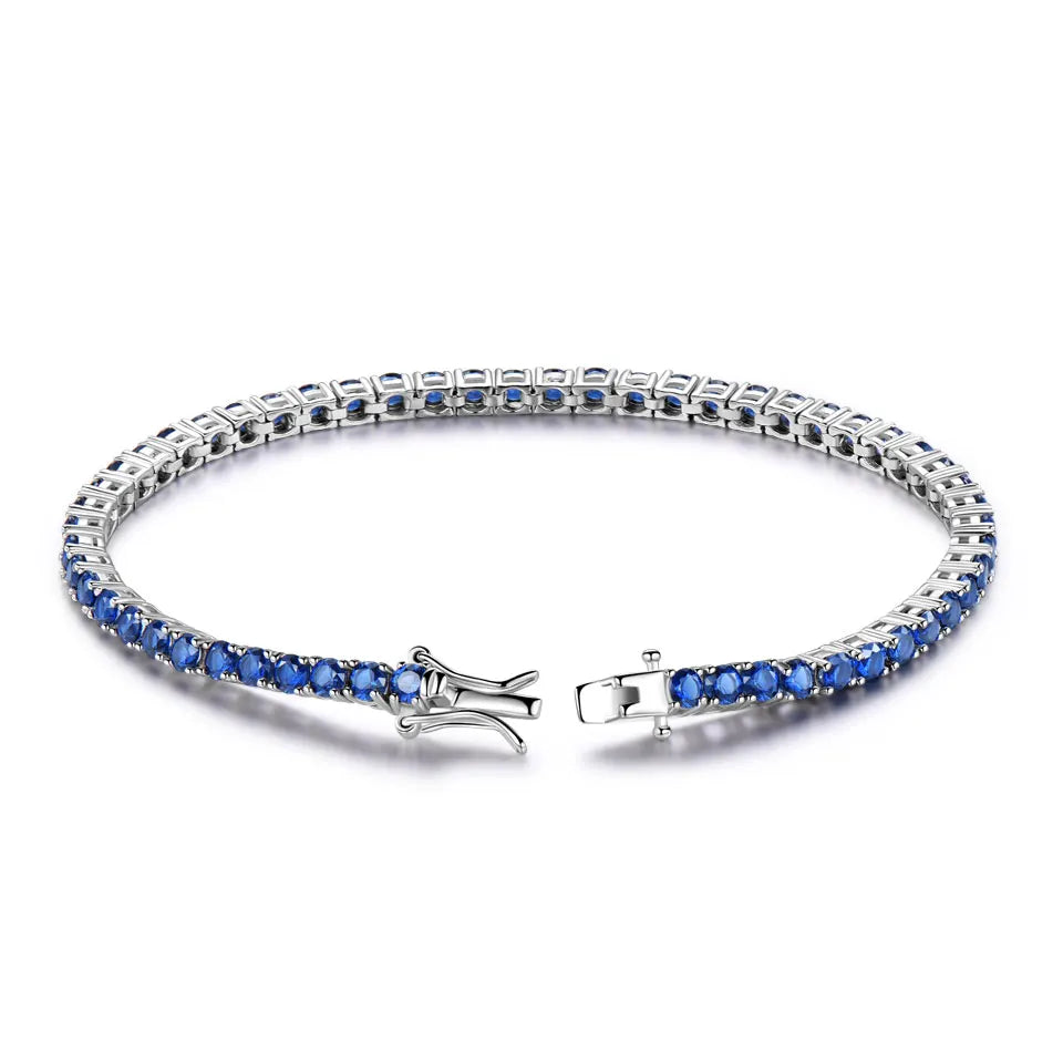 Luxury Sapphire Charm Bracelet  925 Sterling Silver Women's Bracelet Bracelet Sterling Silver Jewellery