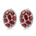 Abiding Natural Red Garnet  CZ Prong Set Women Gemstone Jewelry Vintage Elegant Gift English Lock 925 Sterling Silver Earrings
