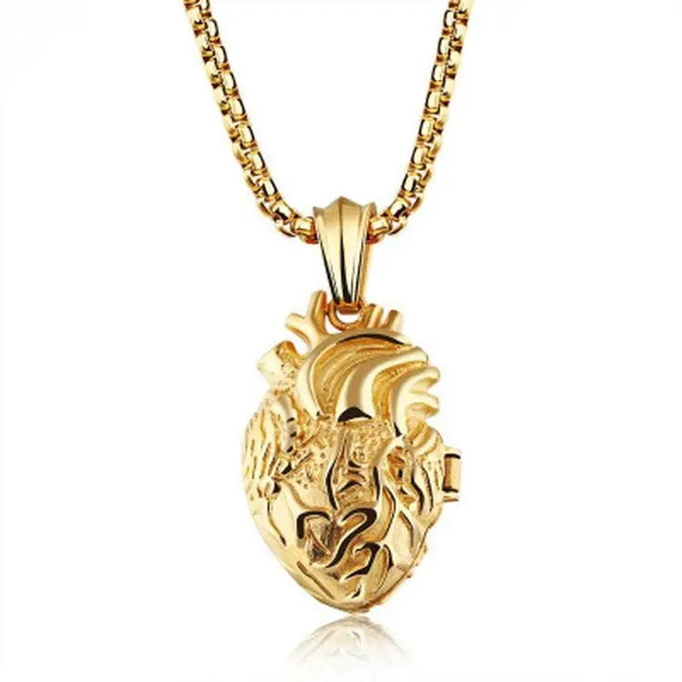 2025 Small Anatomical Human Heart Necklace Gold Sliver Plated Jewelry Real Heart Shaped Pendant Necklace
