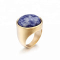 MECYLIFE Natural Stone Jewelry 18K Gold Stone Ring Designs for Men Women