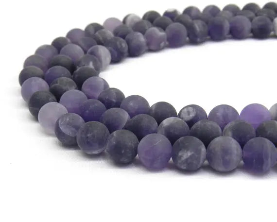 Natural High Grade Healing Matte 8mm Round Amethyst Stone Beads Violet Lavender Purple Gemstone Beads for DIY Jewelry Make