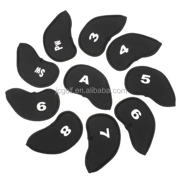 10pcs Per Set Neoprene Golf Club Protective Iron Head Cover Case Wedge Sock Headcover Set