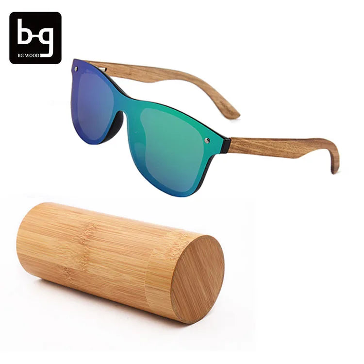 Wholesale in China Oem Unisex Custom Engraved Logo Mirror Frameless Rimless Polarized  Bamboo Wooden Sunglasses 2025