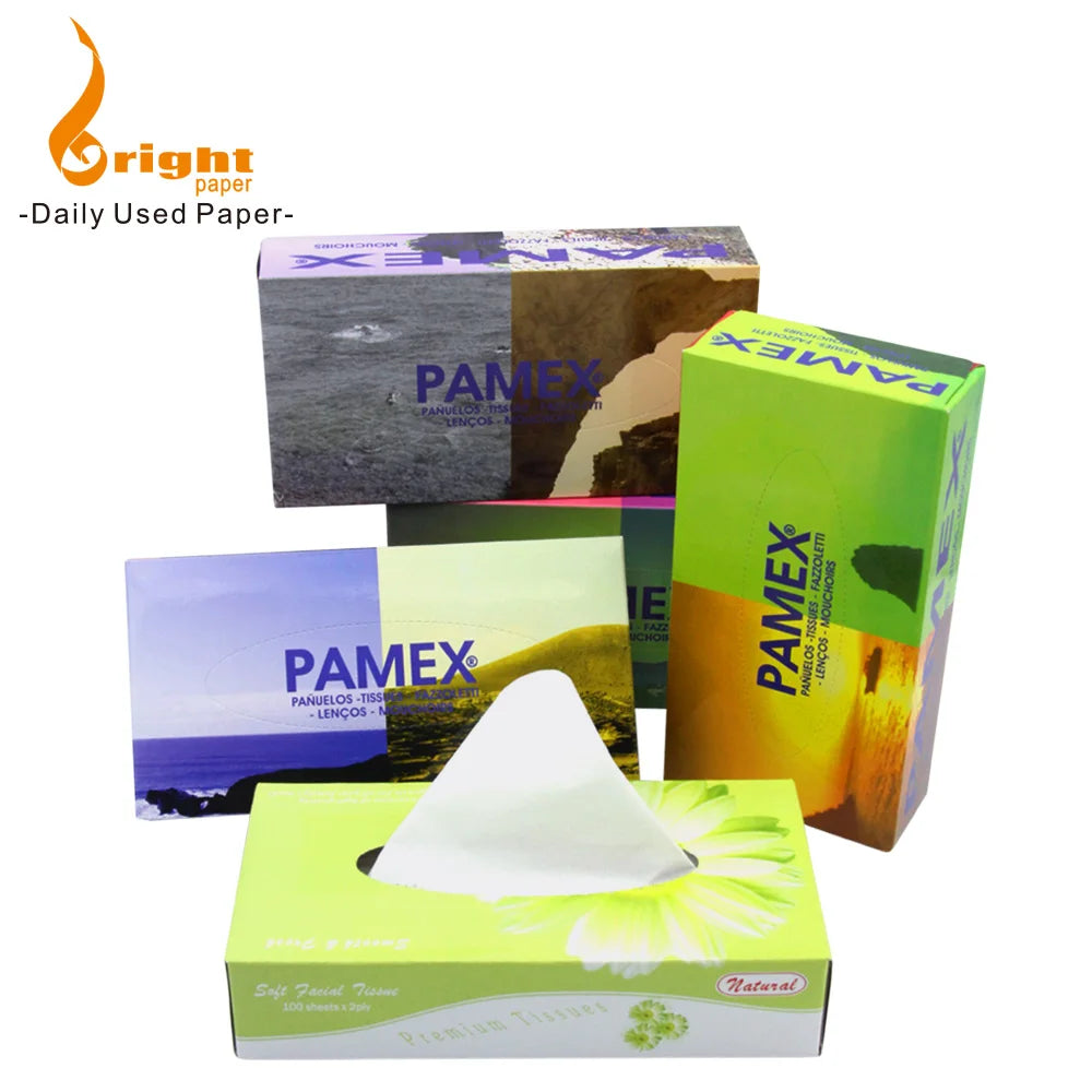 Customized Ultra Soft Facial Tissues Long Box with Logo Printed Premium Printed Logo Facial Tissue Paper