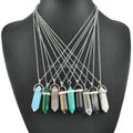 2020 New Crystal Necklace Pendant Double Terminated Stone Point - Wrap - Light Pink Quartz Stone - Silver Wire Wrapped