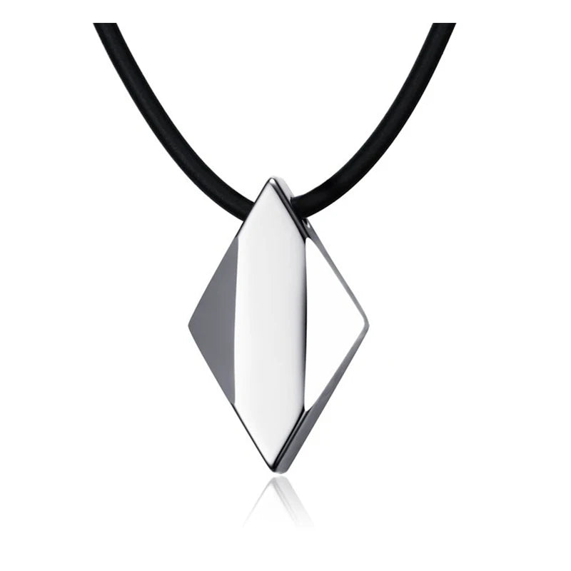Simple Tungsten Carbide Diamond Shape Pendant Necklace Men