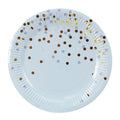 Wholesale New Hot Sell Disposable Vivid  250gsm Blue 9 Inch Gold Dots Paper Plates