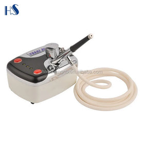 HS08-3AC-SK Electric Gravity Feed Airbrush Compressor Kit Piston Copper Material Portable 3-Speed Settings for Cake Paint