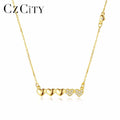 CZCITY Korean Style 925 Silver Small Cute Heart Shaped Pendant Necklace With Tiny CZ Crystal for Women Anniversary's Party Gift