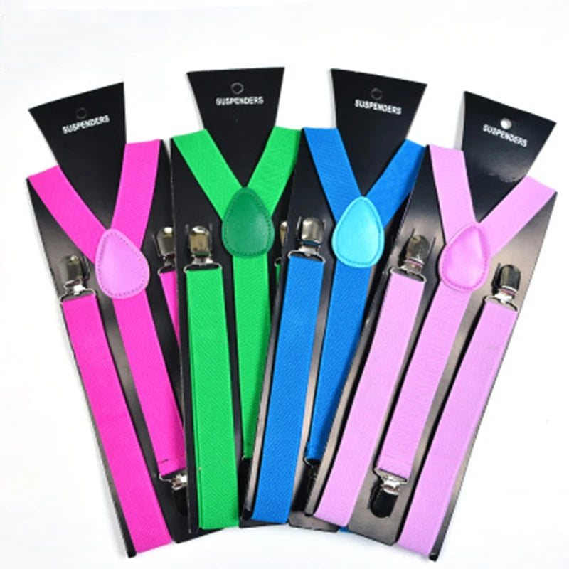 Stock Wholesale Hip Hop Suspender Men Solid Color Fashion Elastic Suspender Pajarita Belts for Adults