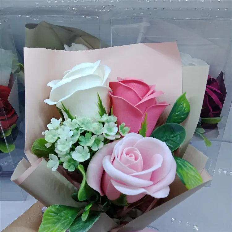 Delicate Romantic Gift Artificial Soap Flower Rose Soap Flower Mini Flower Bouquet for Valentine's Day Gift