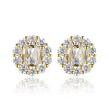 LUOTEEMI Small Flower Stud Earrings for Women a AA Cubic Zirconia Halo Earring Jewelry for Women