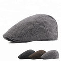 Custom Design Wholesale Cut and Sewn Tweed Ivy Hats Spring Autumn Herringbone Beret Hat Cabbie Wool Flat Top Ivy Cap for Men