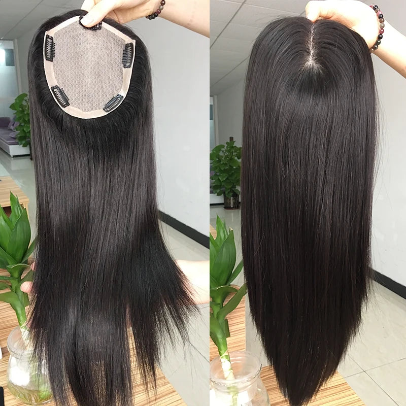 Raw Virgin Brazilian Silk Top Wholesale Human Lace Front Wig Silicone Base Wig Human Hair Topper Wig