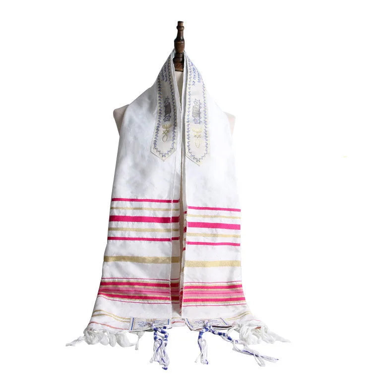 In Stock 50*180cm Polyester Tallit Letter Pattern Israeli Prayer Shawl Autumn Jewish Scarf