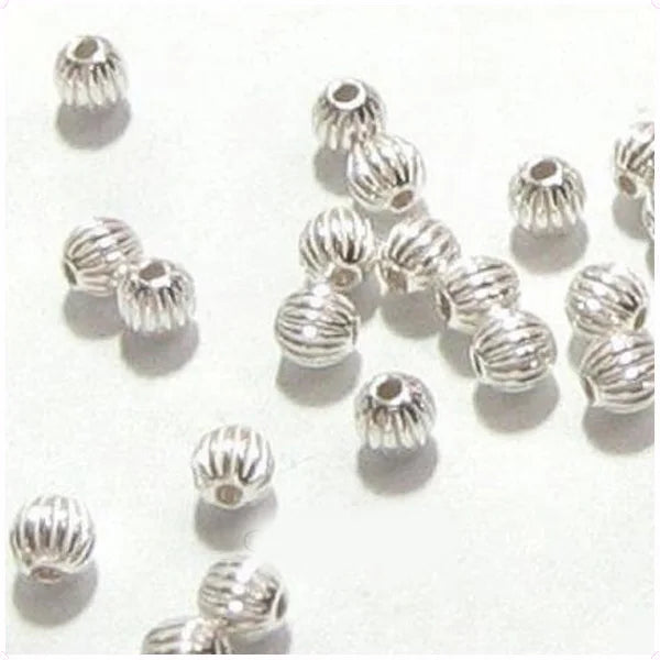 JF9215 Sterling Silver Corrugated Round Beads925 Silver Spacer BeadsSterling Silver Pumpkin Beads