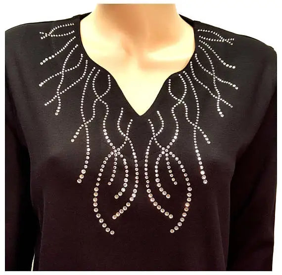 Bling Bling Clear Flower Neckline Rhinestone Transfer Design Hotfix Motif for Clothing