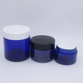 Blue Straight Sided Glass 4oz Cosmetic Jar for Face Cream