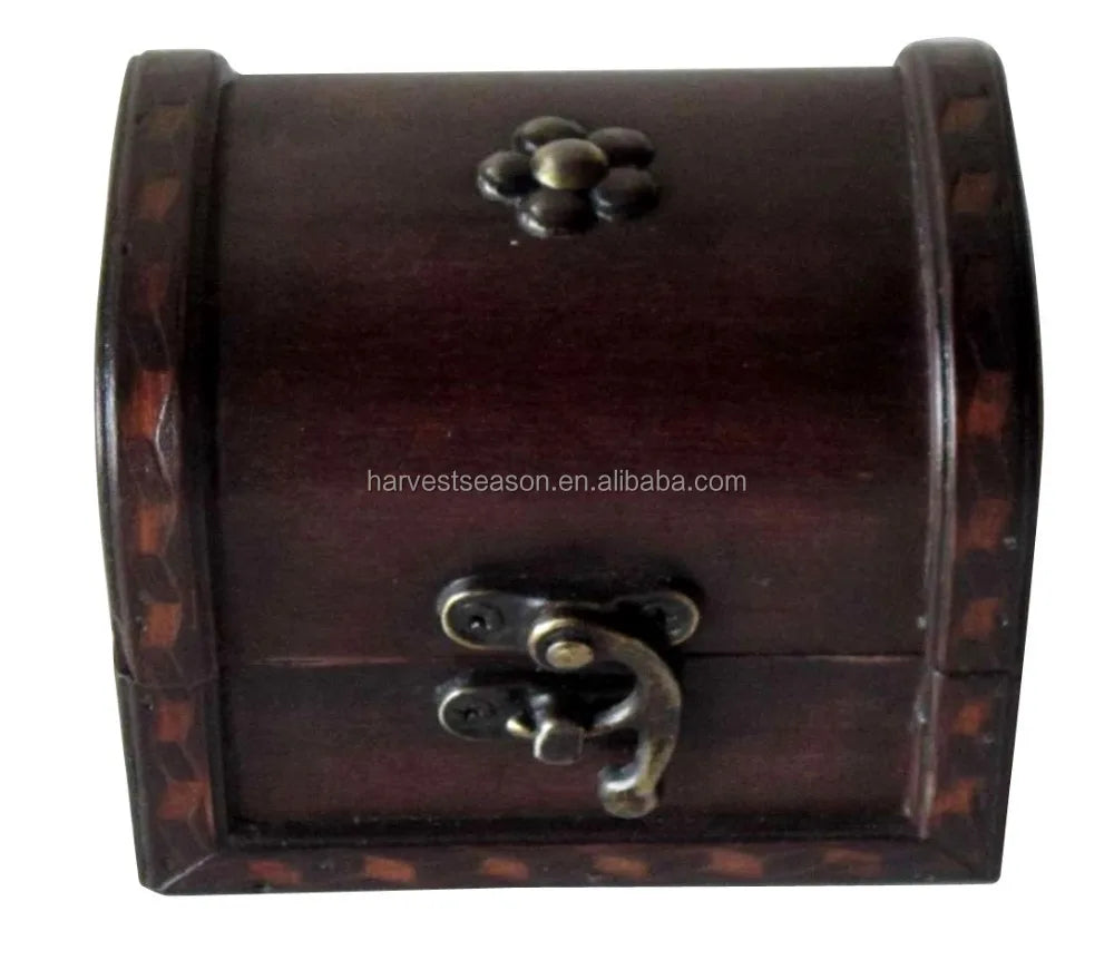 Hot Selling Antique Style Mini Wood Jewelry Case Rectangle Shape Travel Storage Box for Treasures and Jewellery