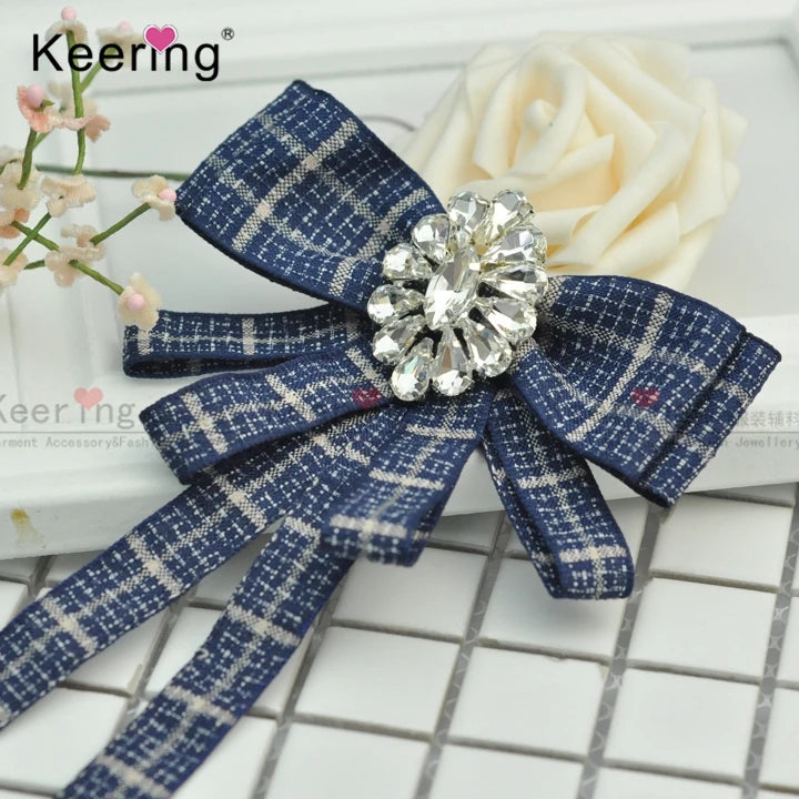 New 2021 Fancy Fabric Ribbon Rhinestone Brooch for Lolita College Style Garments WBRC-004