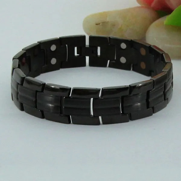 2025 Wholesale Black 316L Stainless Steel TA2 Titanium CTI Certified Pain Relief 3000 Gauss Charm Magnetic Bracelet for Men Gift