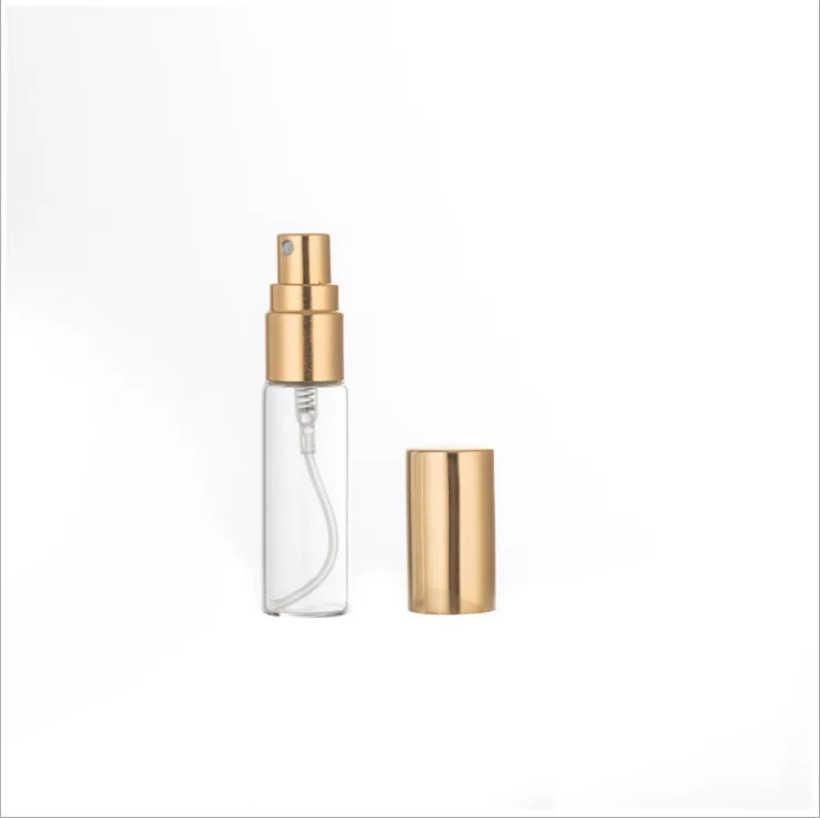 Ready to Ship Refill Perfume Tester Bottle 2ml 3ml 5ml 10ml Aluminum Borosilicate Glass Bottle with Gold Cap