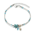 Classic Bohemia Women's Summer Holiday Anklet Starfish Shell Bead Conch Turquoise Silver Plated Body Beach Engagement Party