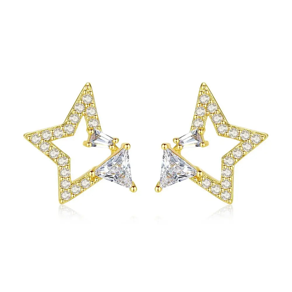 LUOTEEMI CZ Stone Stud Earrings for Women Shinning Star Shape a AA Stone Korean Small Cute Earring Women Fashion Jewelry