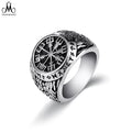Classic Nordic Vikings Ring Custom Engraved Signet Ring Stainless Steel Compass Rings for Men