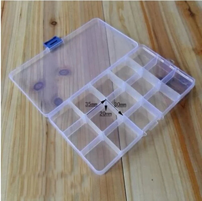 Hengjia Fishing Bait Box 15 Grids Storage Transparent Box Fishing Accessory