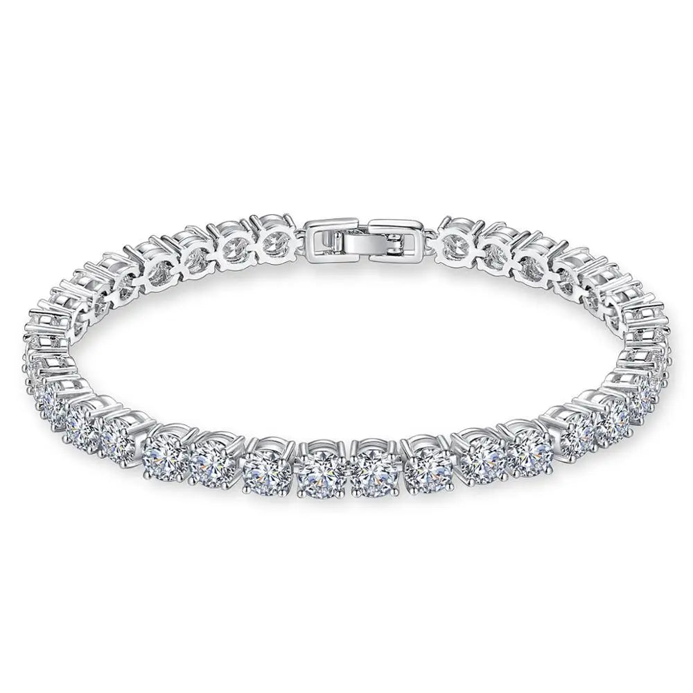 LUOTEEMI Women Luxury Jewelry Classic Design AAA+ Round 0.5 Carat Cubic Zircon Diamond Tennis Bracelet