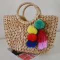 Fashion Women Summer Straw Bag Big Decorations Rattan Beach Tote Handbag Hand-woven Bags for Lady