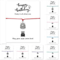 Manufacturer Boy Girl Kids Gift Rhinestone Heart Happy Birthday Gift Cake Silver Lucky Charm Make a Wish Card Bracelet