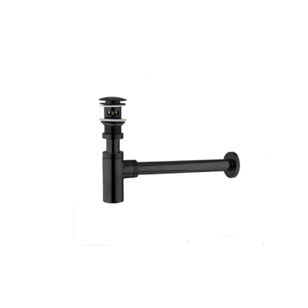 Brass Bathroom Sink P-Trap Drain Black Bathroom Sink Stopper Pop up Drain Set for Apartment Kitchen Sink Use