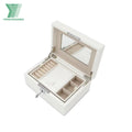 High-End Portable Jewelry Storage Rings Necklaces Earrings Organizer Luxury White Leather Rectangle Jewelry Box Recycled