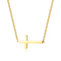 Newest Design Christian Jewelry Gold Silver Rose Gold Stainless Steel  Exquisite Transverse Cross Pendant Necklace