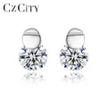 CZCITY Wedding Cubic Zirconia  925 Sterling Silver Simple Stud Earrings Korean Style Earring for Girls Wholesale