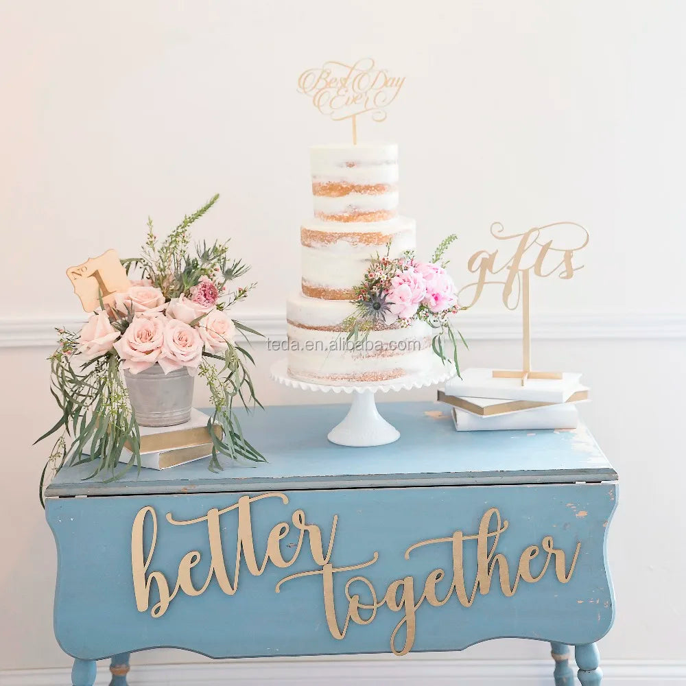 Better Together Wedding Chair Signs Wood Laser Cut Photo Props
