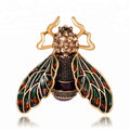 Vintage Fashion Party Wedding Gold Multicolor Fly Animal Insects Jewelry Pins for Women