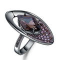 Abiding C41 925 Italian Natural Gemstone Smoky Quartz Jewelry Solid Sterling Silver Ring Women