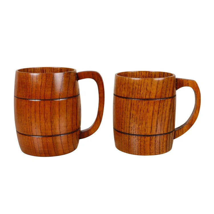 Classical  Natural Jujube Wood Handmade Large Beer Mug with Handle