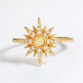 Fashion Women Gold Vermeil Created Jewellery Sun Star 925 Silver Synthetic Opal Ring